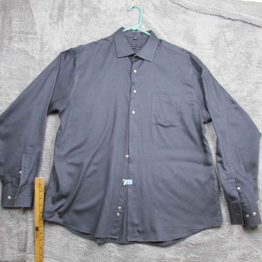Geoffrey Beene Shirt Mens 17.5 36/37 Gray Classic Fit No Iron Long Sleeve Dress